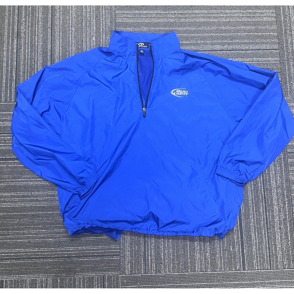 Vantage Brand Bud Light Quarter Zip Pullover Windbreaker Blue Men's Medium